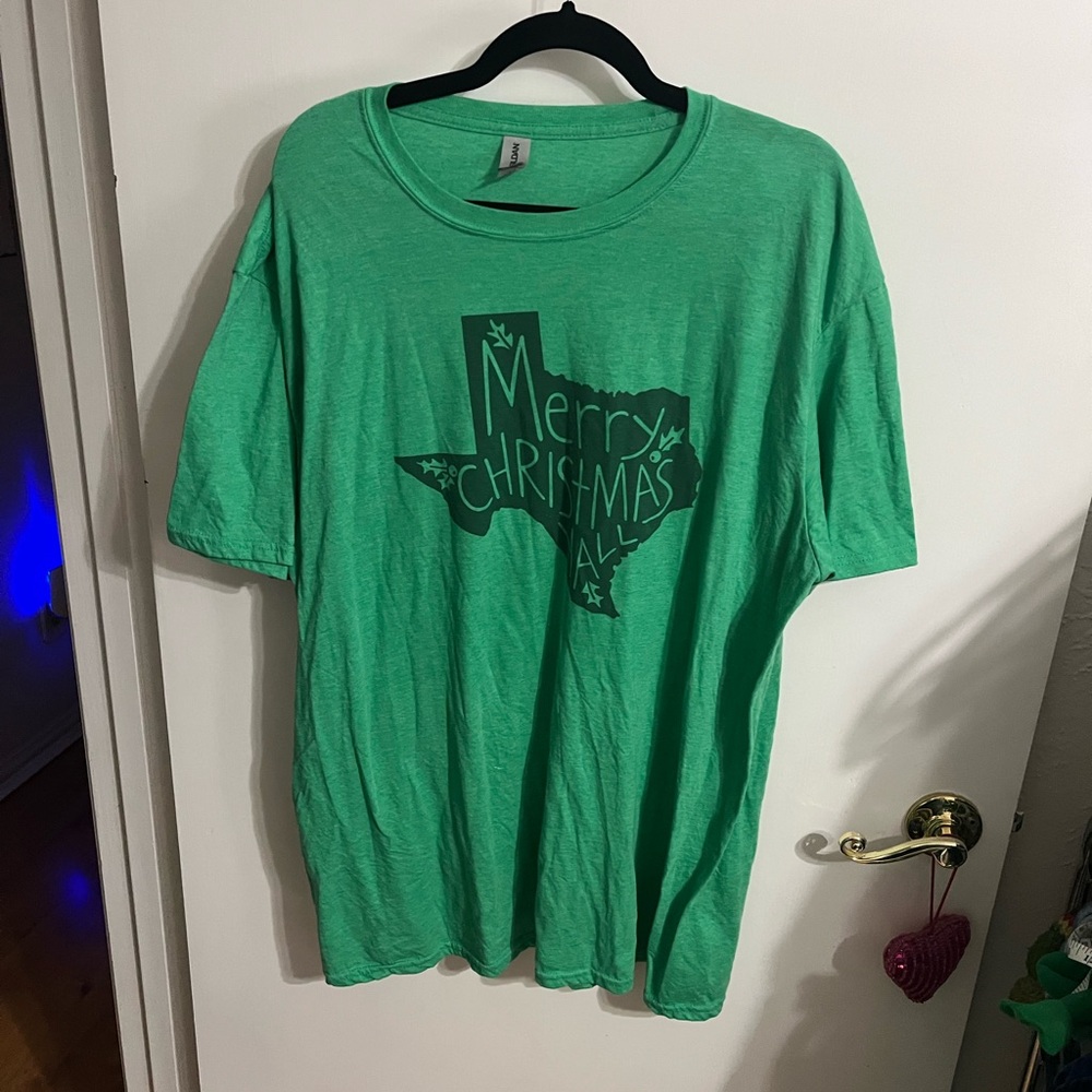 ❤️ 2XL Green Merry Christmas Y'all Graphic T-Shirt - Picture 2 of 9